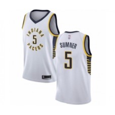 Men's Indiana Pacers #5 Edmond Sumner Authentic White Basketball Stitched Jersey - Association Edition