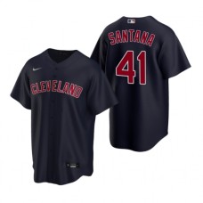 Men's Nike Cleveland Indians #41 Carlos Santana Navy Alternate Stitched Baseball Jersey