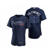 Men's Atlanta Braves #26 Mike Foltynewicz Nike Navy Authentic 2020 Alternate Stitched Jersey