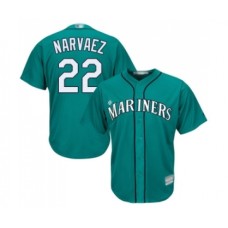 Men's Seattle Mariners #22 Omar Narvaez Replica Teal Green Alternate Cool Base Baseball Jersey