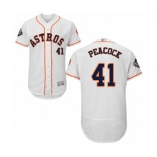 Men's Houston Astros #41 Brad Peacock White Home Flex Base Authentic Collection 2019 World Series Bound Baseball Stitched Jersey