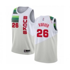 Men's Milwaukee Bucks #26 Kyle Korver White Swingman Stitched Jersey - Earned Edition