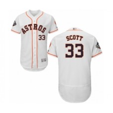 Men's Houston Astros #33 Mike Scott White Home Flex Base Authentic Collection 2019 World Series Bound Baseball Stitched Jersey