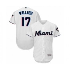 Men's Miami Marlins #17 Chad Wallach White Home Flex Base Authentic Collection Baseball Player Stitched Jersey