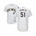 Men's Milwaukee Brewers #51 Freddy Peralta White Home Flex Base Authentic Collection Baseball Player Stitched Jersey