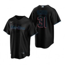 Men's Nike Miami Marlins #31 Caleb Smith Black Alternate Stitched Baseball Jersey