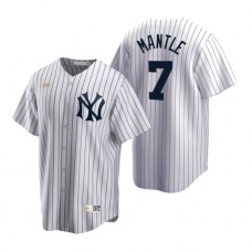 Men's Nike New York Yankees #7 Mickey Mantle White Cooperstown Collection Home Stitched Baseball Jersey