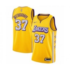 Men's Los Angeles Lakers #37 Kostas Antetokounmpo Swingman Gold 2019-20 City Edition Basketball Stitched Jersey