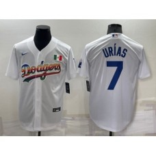 Men's Los Angeles Dodgers #7 Julio Urias Rainbow White Mexico Cool Base Nike Stitched Jersey