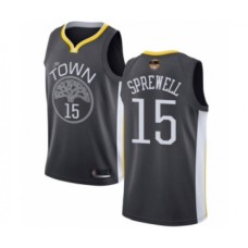 Men's Golden State Warriors #15 Latrell Sprewell Swingman Black 2019 Basketball Finals Bound Basketball Jersey - Statement Edition