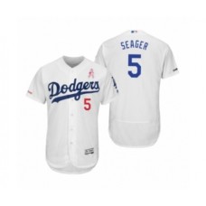 Men's Corey Seager Los Angeles Dodgers #5 White 2019 Mother's Day Flex Base Home Stitched Jersey