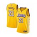 Men's Los Angeles Lakers #21 Michael Cooper Swingman Gold 2019-20 City Edition Basketball Stitched Jersey