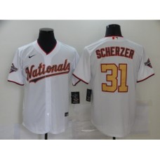 Men's Nike Washington Nationals #31 Max Scherzer White Gold Home Stitched Baseball Jersey