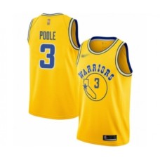 Men's Golden State Warriors #3 Jordan Poole Authentic Gold Hardwood Classics Basketball Stitched Jersey