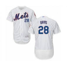 Men's New York Mets #28 J.D. Davis White Home Flex Base Authentic Collection Baseball Player Stitched Jersey