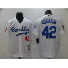 Men's Los Angeles Dodgers #42 Jackie Robinson White Throwback Stitched Jersey