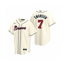 Men's Atlanta Braves #7 Dansby Swanson Nike Cream 2020 Replica Alternate Stitched Jersey