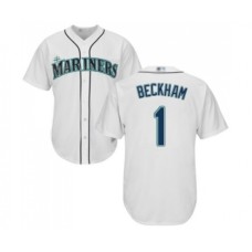 Men's Seattle Mariners #1 Tim Beckham Replica White Home Cool Base Baseball Jersey