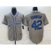 Men's Los Angeles Dodgers #42 Jackie Robinson Grey Cool Base Stitched Baseball Jersey1