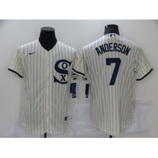 Men's Chicago White Sox #7 Tim Anderson Cream Elite 2021 Field of Dreams Stitched Jersey