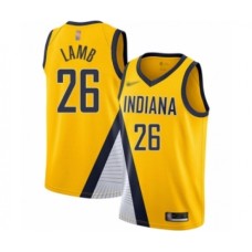 Men's Indiana Pacers #26 Jeremy Lamb Authentic Gold Finished Basketball Stitched Jersey - Statement Edition