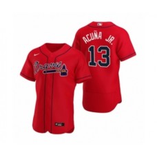 Men's Atlanta Braves #13 Ronald Acuna Jr. Nike Red Authentic 2020 Alternate Stitched Jersey