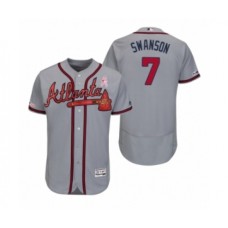 Men's Dansby Swanson Atlanta Braves #7 Gray 2019 Mothers Day Flex Base Authentic Stitched Jersey