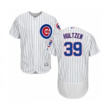 Men's Chicago Cubs #39 Danny Hultzen White Home Flex Base Authentic Collection Baseball Player Stitched Jersey