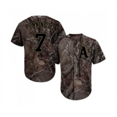 Men's Oakland Athletics #7 Cliff Pennington Authentic Camo Realtree Collection Flex Base Baseball Jersey