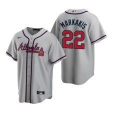 Men's Nike Atlanta Braves #22 Nick Markakis Gray Road Stitched Baseball Jersey