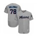 Men's Miami Marlins #78 Jordan Holloway Grey Road Flex Base Authentic Collection Baseball Player Stitched Jersey