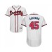 Men's Atlanta Braves #45 Kevin Gausman White Home Flex Base Authentic Collection Baseball Jersey