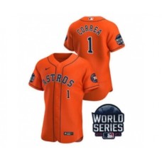 Men's Houston Astros #1 Carlos Correa 2021 Orange World Series Flex Base Stitched Baseball Jersey