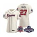 Men's Atlanta Braves #27 Austin Riley 2021 Cream World Series Champions With 150th Anniversary Flex Base Stitched Jersey