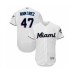 Men's Miami Marlins #47 Harold Ramirez White Home Flex Base Authentic Collection Baseball Player Stitched Jersey