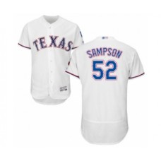 Men's Texas Rangers #52 Adrian Sampson White Home Flex Base Authentic Collection Baseball Player Stitched Jersey