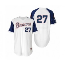 Men's Fred McGriff #27 Braves White 1974 Turn Back the Clock Authentic Stitched Jersey