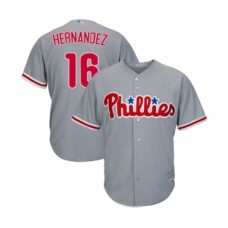 Men's Philadelphia Phillies #16 Cesar Hernandez Replica Grey Road Cool Base Baseball Jersey