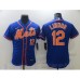 Men's Nike New York Mets #12 Francisco Lindor Blue Elite Stitched Jersey