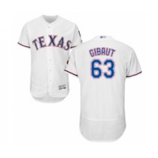 Men's Texas Rangers #63 Ian Gibaut White Home Flex Base Authentic Collection Baseball Player Stitched Jersey