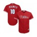 Men's Philadelphia Phillies #10 J. T. Realmuto Replica Red Alternate Cool Base Baseball Jersey