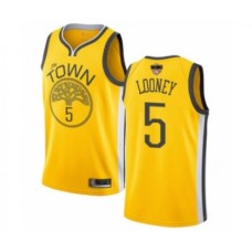 Men's Golden State Warriors #5 Kevon Looney Yellow Swingman 2019 Basketball Finals Bound Jersey - Earned Edition