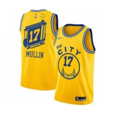 Men's Golden State Warriors #17 Chris Mullin Authentic Gold Hardwood Classics Basketball Stitched Jersey - The City Classic Edition