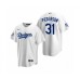 Men's Los Angeles Dodgers #31 Joc Pederson White 2020 World Series Champions Replica Stitched Jersey