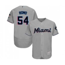 Men's Miami Marlins #54 Sergio Romo Grey Road Flex Base Authentic Collection Baseball Jersey