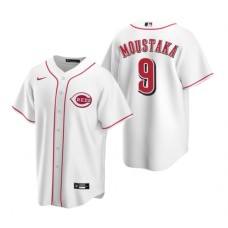 Men's Nike Cincinnati Reds #9 Mike Moustakas White Home Stitched Baseball Jersey