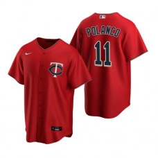 Men's Nike Minnesota Twins #11 Jorge Polanco Red Alternate Stitched Baseball Jersey