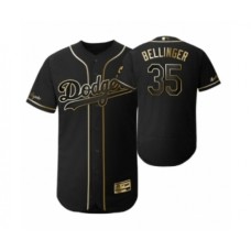 Men's 2019 Golden Edition Los Angeles Dodgers Black #35 Cody Bellinger Flex Base Stitched Jersey