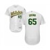 Men's Oakland Athletics #65 Seth Brown White Home Flex Base Authentic Collection Baseball Player Stitched Jersey