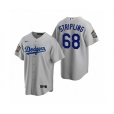 Men's Los Angeles Dodgers #68 Ross Stripling Gray 2020 World Series Replica Stitched Jersey